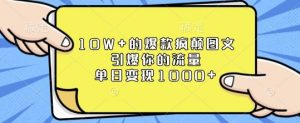 10W+的爆款疯颠图文，引爆你的流量，单日变现1k【揭秘】-瀚宇网创