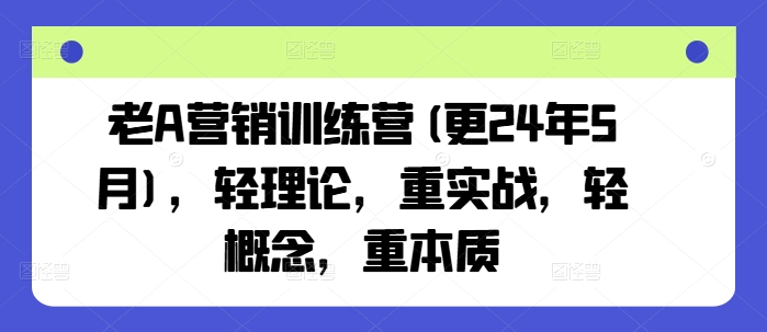 老A营销训练营(更24年12月),轻理论,重实战,轻概念,重本质-瀚宇网创