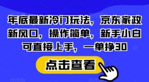 年底最新冷门玩法，京东家政新风口，操作简单，新手小白可直接上手，一单挣30【揭秘】-瀚宇网创
