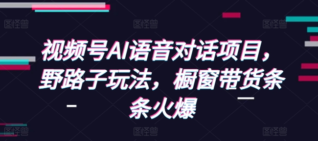 视频号AI语音对话项目，野路子玩法，橱窗带货条条火爆-瀚宇网创
