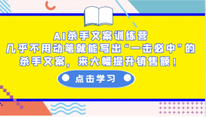 AI杀手文案训练营：几乎不用动笔就能写出“一击必中”的杀手文案，来大幅提升销售额！-瀚宇网创