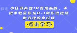 小红书商业IP变现私教,手把手教会你从0-1制作短视频到变现的全过程-瀚宇网创