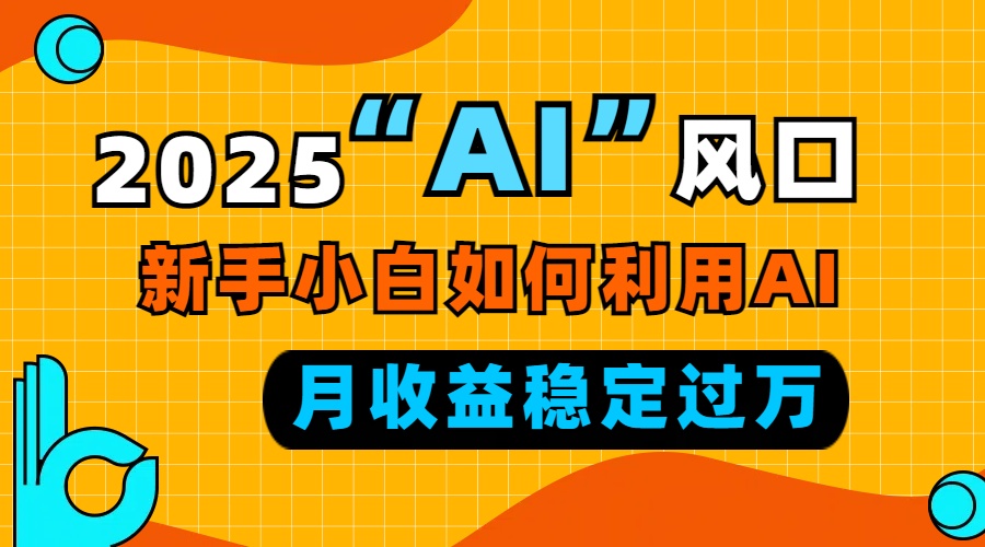 2025“ AI ”风口，新手小白如何利用ai，每月收益稳定过万-瀚宇网创