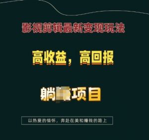 影视剪辑最新变现玩法，高收益，高回报，躺Z项目【揭秘】-瀚宇网创