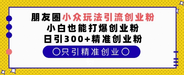 朋友圈小众玩法引流创业粉，小白也能打爆创业粉，日引300+精准创业粉【揭秘】-瀚宇网创