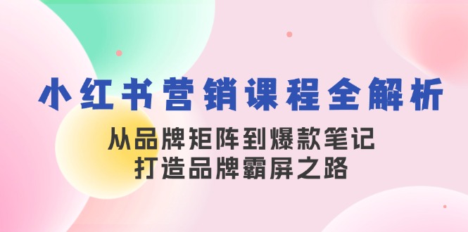 小红书营销课程全解析,从品牌矩阵到爆款笔记,打造品牌霸屏之路-瀚宇网创