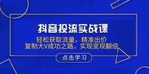 抖音投流实战课，轻松获取流量，精准出价，复制大V成功之路，实现变现翻倍-瀚宇网创