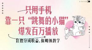 只用手机靠一只“跳舞的小猫”爆发百万播放，狂撸分成收益，保姆级教学-瀚宇网创