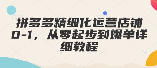 拼多多精细化运营店铺0-1，从零起步到爆单详细教程-瀚宇网创