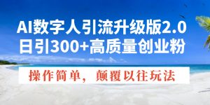 AI数字人引流升级版2.0，日引300+高质量创业粉，操作简单，颠覆以往玩法-瀚宇网创