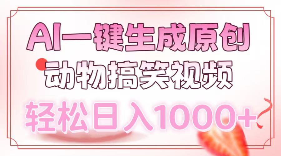 AI一键生成原创动物搞笑视频，轻松日入1000+-瀚宇网创