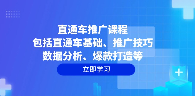 直通车推广课程：包括直通车基础、推广技巧、数据分析、爆款打造等-瀚宇网创