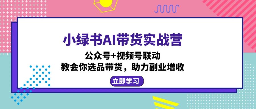 小绿书AI带货实战营：公众号+视频号联动，教会你选品带货，助力副业增收-瀚宇网创