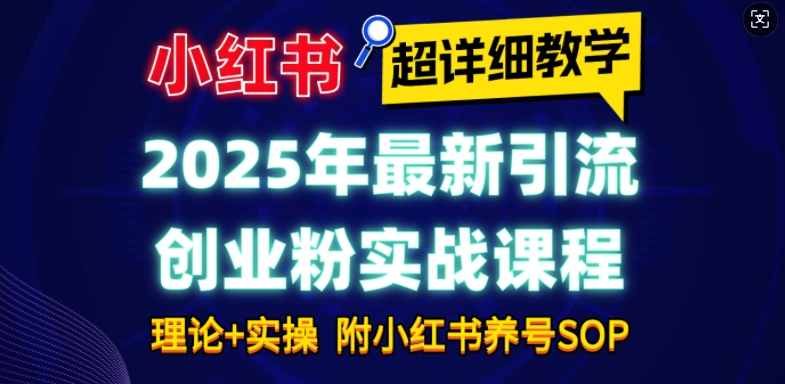 2025年最新小红书引流创业粉实战课程【超详细教学】小白轻松上手，月入1W+，附小红书养号SOP-瀚宇网创