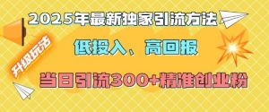 2025年最新独家引流方法,低投入高回报?当日引流300+精准创业粉-瀚宇网创