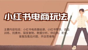 小红书电商玩法：带货/选品/找素材/裂变/数据分析/供应商/发货/售后/开店思维等-瀚宇网创