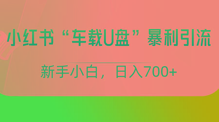 小红书“车载U盘”项目,暴利引流,新手小白轻松日入700+-瀚宇网创