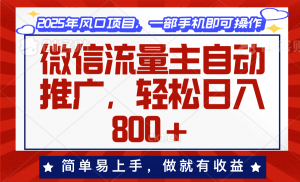 微信流量主自动推广，轻松日入800+，简单易上手，做就有收益。-瀚宇网创