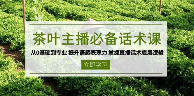 茶叶 主播必备话术课 从0基础到专业 提升语感表现力 掌握直播话术底层逻辑-瀚宇网创