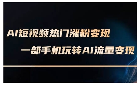 AI短视频热门涨粉变现课,AI数字人制作短视频超级变现实操课,一部手机玩转短视频变现-瀚宇网创
