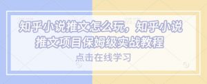 知乎小说推文怎么玩，知乎小说推文项目保姆级实战教程-瀚宇网创