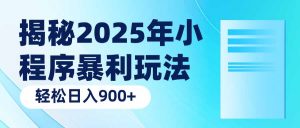 揭秘2025年小程序暴利玩法:轻松日入900+-瀚宇网创