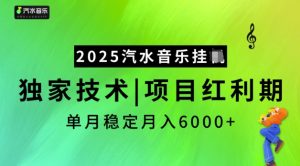 2025汽水音乐挂JI,独家技术,项目红利期,稳定月入5k【揭秘】-瀚宇网创
