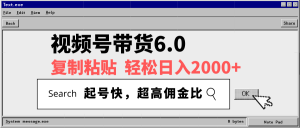 视频号带货6.0，轻松日入2000+，起号快，复制粘贴即可，超高佣金比-瀚宇网创