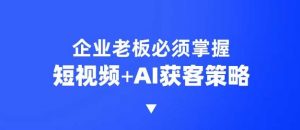企业短视频AI获客霸屏流量课，6步短视频+AI突围法，3大霸屏抢客策略-瀚宇网创