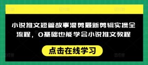 小说推文短篇故事混剪最新剪辑实操全流程，0基础也能学会小说推文教程，肯干多发日入多张-瀚宇网创