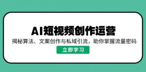 AI短视频创作运营，揭秘算法、文案创作与私域引流，助你掌握流量密码-瀚宇网创