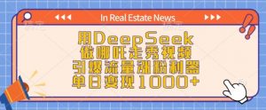 用DeepSeek做哪吒走秀视频,引爆流量涨粉利器,单日变现1k-瀚宇网创