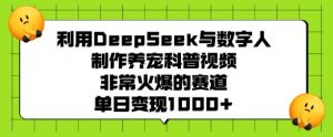 利用DeepSeek与数字人制作养宠科普视频，非常火爆的赛道，单日变现多张-瀚宇网创