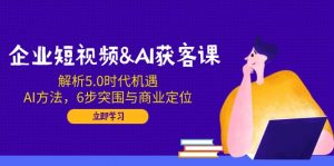 企业短视频&AI获客课:解析5.0时代机遇,AI方法,6步突围与商业定位-瀚宇网创