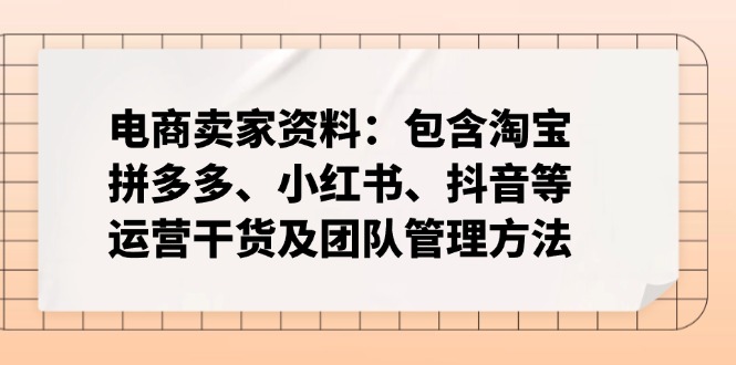 电商卖家资料：包含淘宝、拼多多、小红书、抖音等运营干货及团队管理方法-瀚宇网创