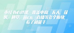 小红书必修课,覆盖电商,无人,获客,种草,mcn,直播等多个板块,看了就能干-瀚宇网创