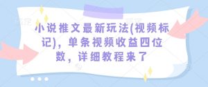 小说推文最新玩法(视频标记)，单条视频收益四位数，详细教程来了-瀚宇网创
