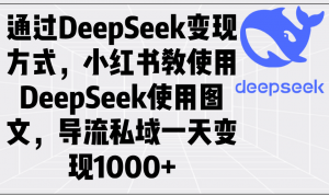 通过DeepSeek变现方式,小红书教使用DeepSeek图文,导流私域一天变现1000+-瀚宇网创