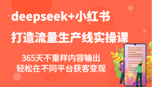 deepseek+小红书打造流量生产线实操课，365天不重样内容输出，轻松在不同平台获客变现-瀚宇网创