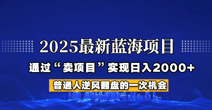 2025年蓝海项目，如何通过“网创项目”日入2000+-瀚宇网创