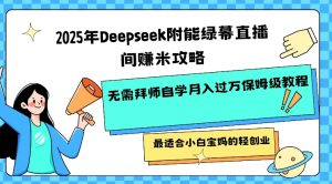 2025年Deepseek附能绿幕直播间挣米攻略无需拜师自学月入过W保姆级教程，最适合小白宝妈的轻创业-瀚宇网创