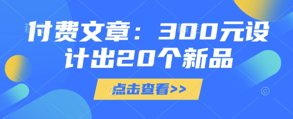 付费文章：300元设计出20个新品-瀚宇网创