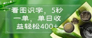看图识字，5秒一单，单日收益轻松400+-瀚宇网创