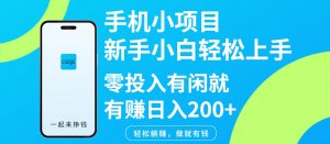 手机小项目新手小白轻松上手零投入有闲就有赚日入200+-瀚宇网创