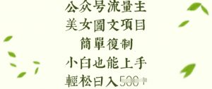 流量主长期收益项目，美女图片简单复制，小白也能上手，轻松日入5张-瀚宇网创