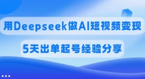 佣金45%，用Deepseek做AI短视频变现，5天出单起号经验分享-瀚宇网创