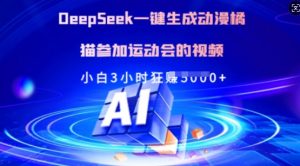 Deepseek一键生成动漫橘猫参加运动会的视频，小白3小时狂收多张-瀚宇网创