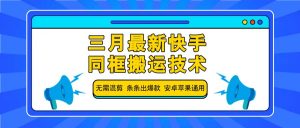 三月最新快手同框搬运技术,无需混剪 条条出爆款 安卓苹果通用-瀚宇网创