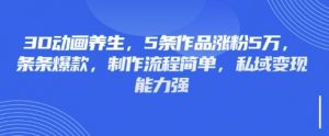 3D动画养生,5条作品涨粉5万,条条爆款,制作流程简单,私域变现能力强-瀚宇网创