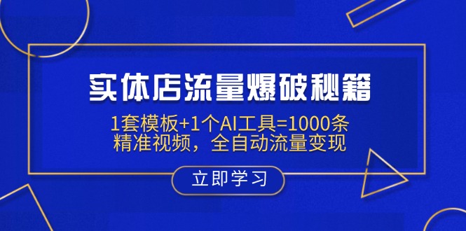 实体店流量爆破秘籍：1套模板+1个AI工具=1000条精准视频，全自动流量变现-瀚宇网创